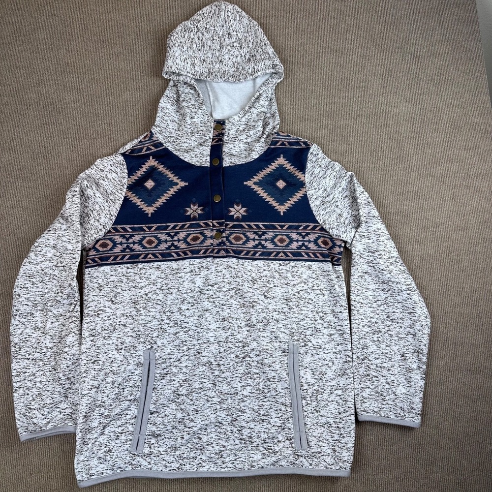 Hawalili Long-Sleeve Men Pocket Casual Tribal Hooded Sweatshirt size Large